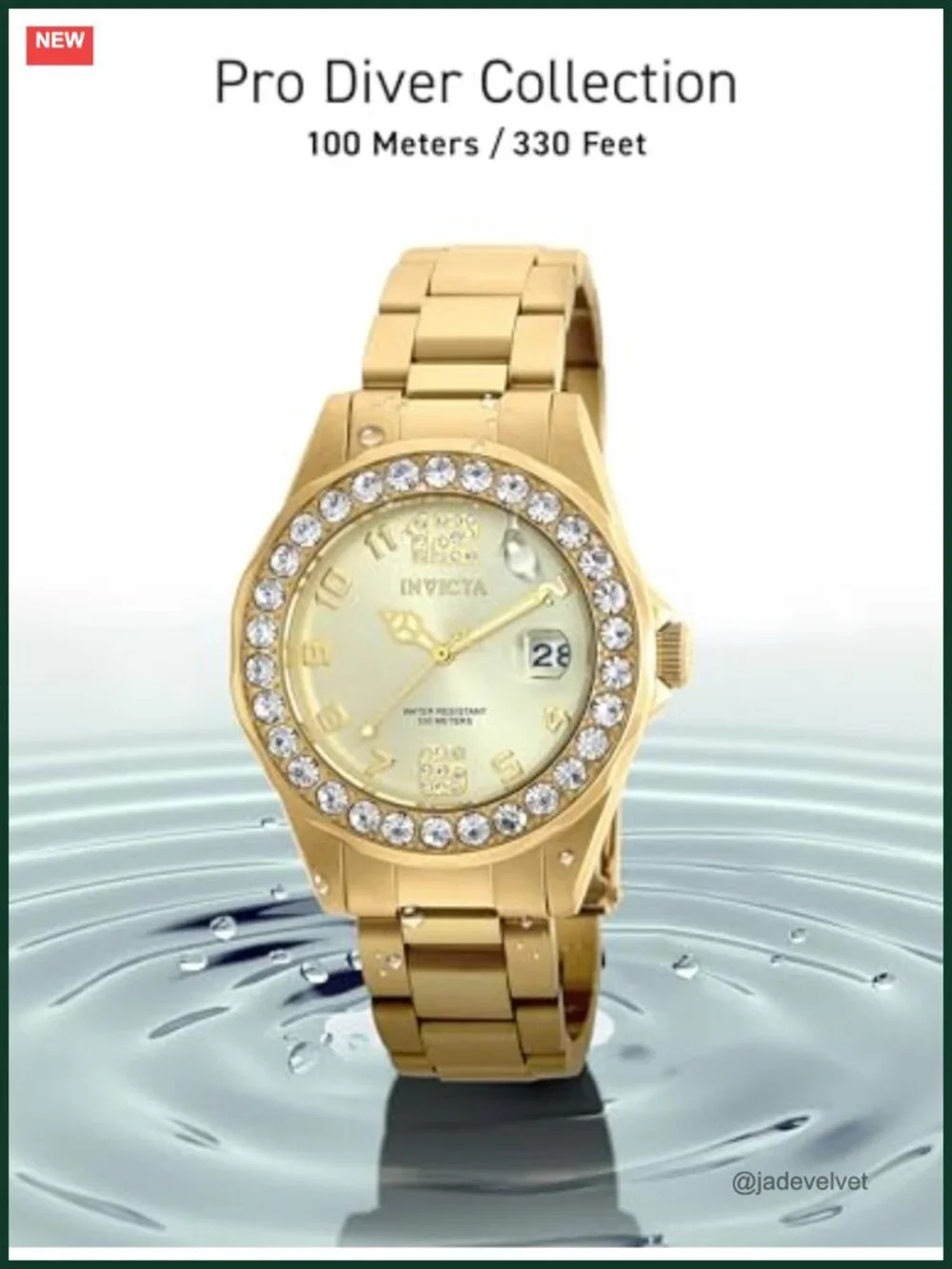Invicta Pro Diver Women's Gold Tone Stainless Steel Watch 100M Water Resistant